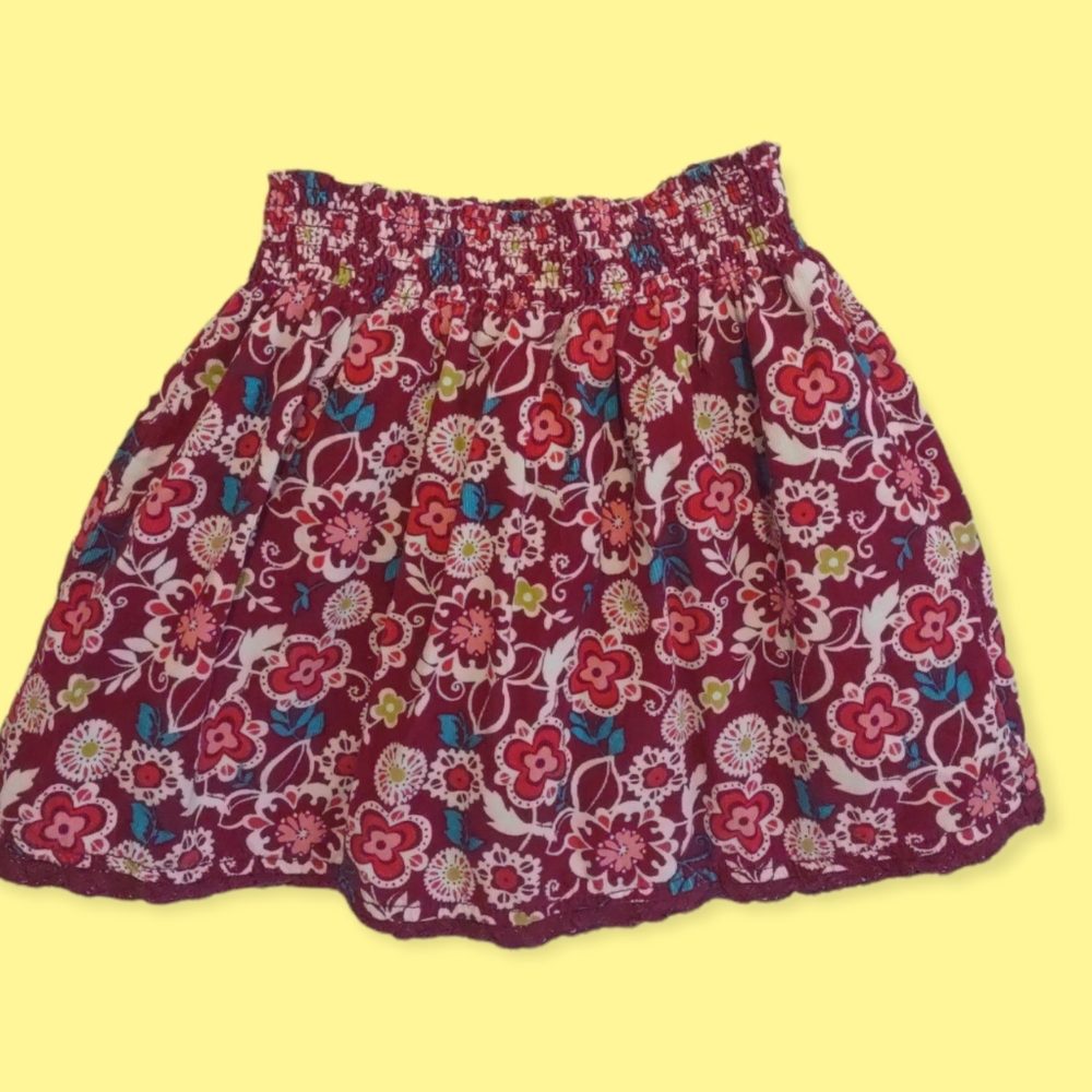 Old Navy corduroy floral skirt girls size S 5/6 elastic waist, 100% cotton cute